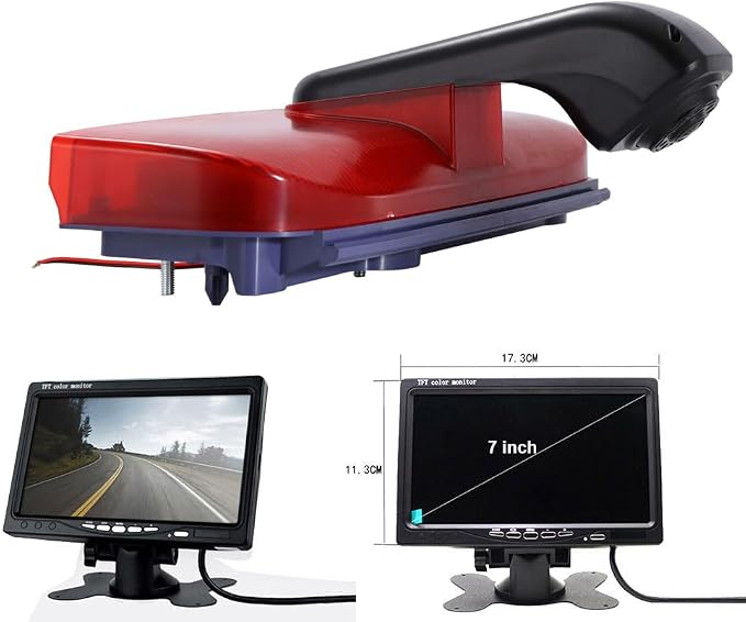 Car Third Roof Top Mount Brake Lamp Light Rear View Reverse Parking Camera,Replacement for Van Ford Transit Connect 2 II/XL Cargo Titanium Passenger Wagon 2014-2022 (with 4.3 inch Monitor)