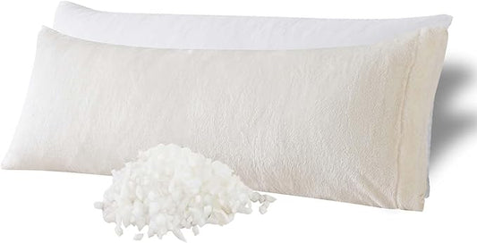 WhatsBedding Memory Foam Body Pillow with Plush Fuzzy Cover, Full Body Pillow for Adults, Long Pillow for Sleeping, Soft Pillow Fluffy Supportive