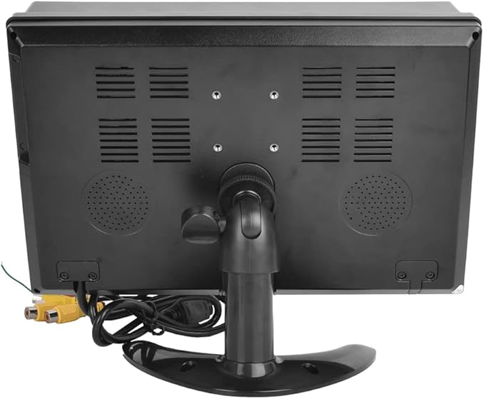 Hikity 10 Inch Small Monitor Screen Video Displays Quad Split HD Screen, 4 Channels RCA Video Inputs for Car Backup Camera & Home Surveillance Security System + Headrest Mounting Bracket & Dash Stand