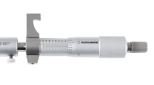 Accusize Industrial Tools 4-5'' by 0.001'' Inside Micrometer in Fitted Case, Satin Chrome Finished, Eg00-3225 | Range: 4-5", Graduation: 0.001", Accuracy: 0.00028", Resolution: 0.0001", Satin Chrome Finish