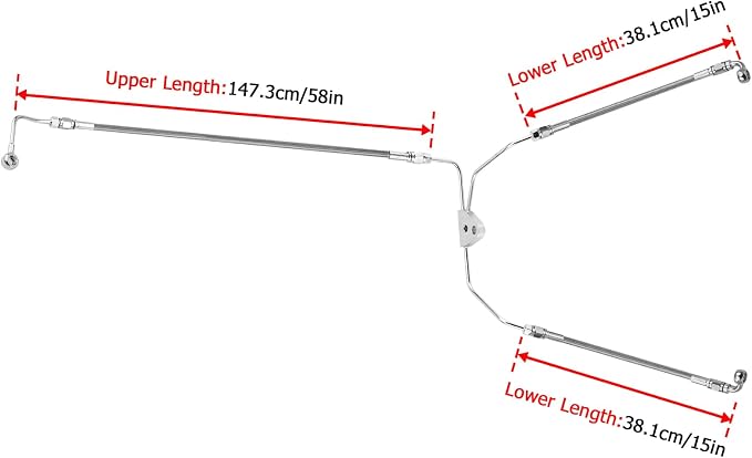 Mofun 76.7" Extended Length ABS Hydraulic Front Brake Line Compatible with Harley Touring Street Glide Electra Road Glide Road King 2009-2013, Chrome