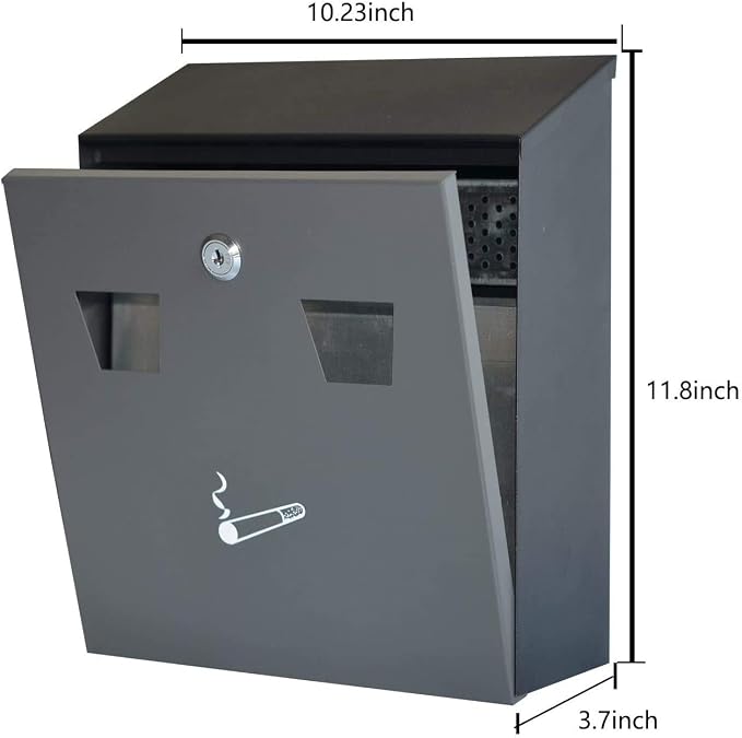 PLESIU GenericDEFGHIJ Wall-Mounted Cigarette Disposal Tower - Commercial Ashtray - Black