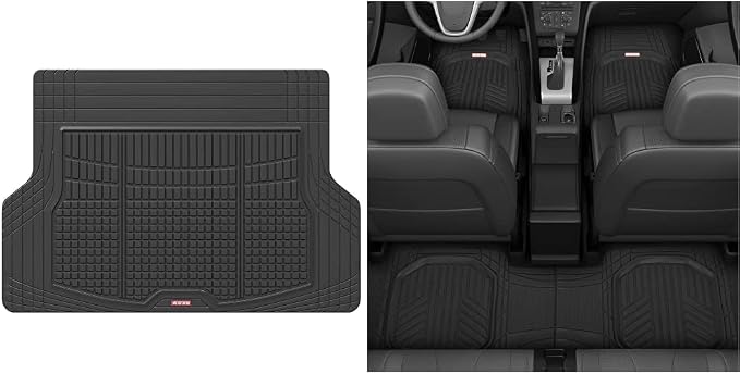 Motor Trend Premium FlexTough All-Protection Cargo Mat Liner + Motor Trend DeepDish Floor Mats for Cars Full Set