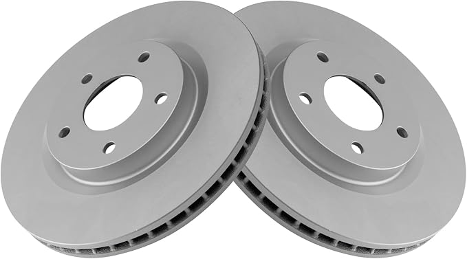 TRQ Front Brake Rotor Set G Coated Vented Compatible with 2008-2013 Nissan Rogue 2014-2015 Rogue Select 2007-2012 Sentra