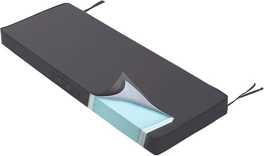 Outdoor Bench Cushion 4 inches Memory Foam Waterproof Patio Furniture Bench Cushion Porch Swing Cushion with Handle and Adjustable Strap, 60 x 18 Inch Dark Gray
