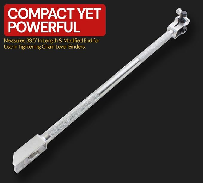 Mytee Products 2 Pack 39.5" Combination Ratcheting Winch Bar for Flatbed Trailer - Chrome Carbon-Steel Combo Winch Bar with Non-Slip Handle & Square Head for Chain Lever Binders