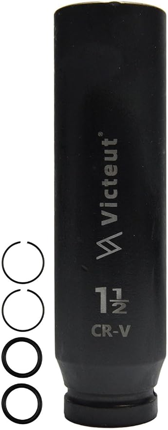 3/4-Inch Drive 1-1/2" Extra Deep Impact Socket, 8-Inch (200mm) Long, 6-Point Truck & Trailer & Tractor Wheel Nut Socket, Heat Treated Cr-V Alloy Steel, One-Piece Forged, No Torque Loss