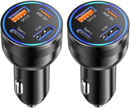 Car Charger USB C, 2Pack 4-Port 65W Cigarette Lighter USB Charger Fast Charging,Dual USB-C & USB-A Car Phone Charger Adapter Accessories for iPhone 16e 16 15 14 13 Pro Max,iPad,Samsung,Tablet,Android
