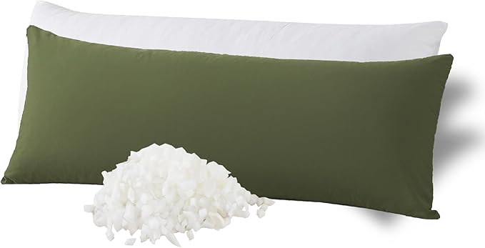 WhatsBedding Memory Foam Body Pillow with Breathable Zippered Cotton Cover, Full Body Pillow for Adults, Long Pillow for Sleeping, Firm Pillow Fluffy Supportive, Forest Green