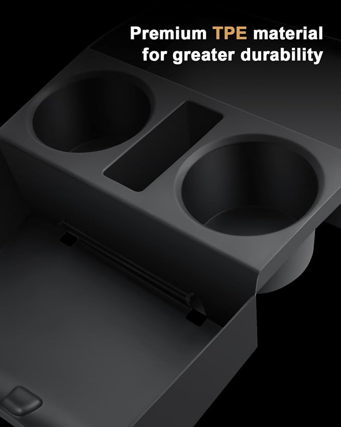 ECOZEN Lower Center Console Organizer For 2025-2026 Hyundai Tucson - TPE Lower Console Storage Tray with Two Extra Cup Holder For 2025-2026 Tucson/Hyundai Accessories - Only Fit With Electronic Shift