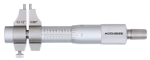 Accusize Industrial Tools Inside Micrometer, 0.2-1.2", EG00-3221 | Range: 0.2-1.2", Graduation: 0.001", Accuracy: 0.00028", Resolution: 0.0001", Satin Chrome Finish