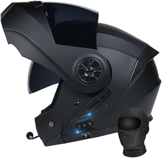 Bluetooth Modular Motorcycle Helmet DOT/ECE Approved Full Face Flip up Anti-Fog Double Visor Helmet Built-in Dual Speaker with Microphone for Adult Men and Women…