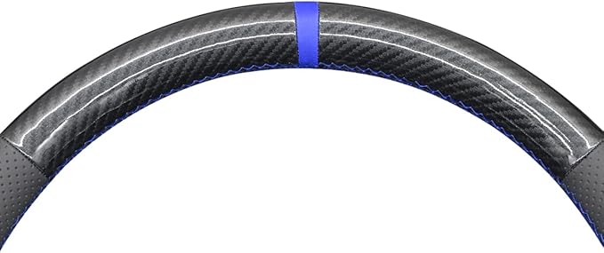 MEWANT DIY PU Carbon Fiber Black Genuine Leather Steering Wheel Cover for Chevy Blazer Silverado 1500 2500 Suburban