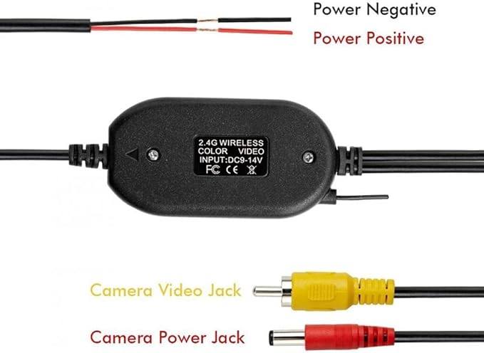 Wireless RCA Video Transmitter and Receiver Kit for Car Parking Backup Camera Monitor System (Model A with Reversing Control line)