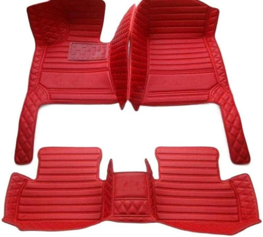 Custom All-Weather Protection Leather Car Floor Mats for Cars Sedan SUV Sports Car Waterproof Floor Mat (All RED)