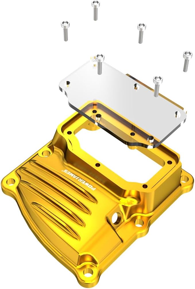 POWER JAMES Aluminum Visible Transmission Top Cover Compatible with Harley Davidson 2018-2025 Softail, 2017-2025 Touring FLHX, FLHR, FLTR with M8 Models. (Gold)