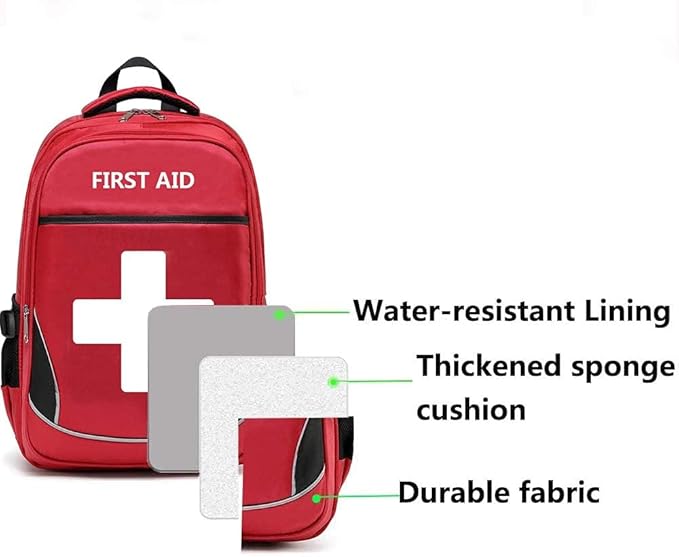 First Aid Bag Empty Red Emergency Medicine Bag First Responder Trauma Multi-Pocket Traveling Field Trips Camping Essentials (Red, Pack of 2)