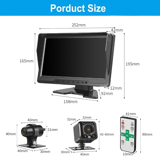 VSYSTO 4CH Truck Dash Camera, 10.1'' Monitor 1/2/3/4 Split Screen 720P Backup Camera System with Front & Sides & Rear Cameras Infrared Night Vision Lens for Semi Trailer Van Tractor RV (X10)