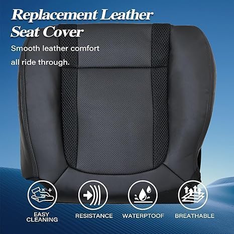 GXARTS 4PCS Driver and Passenger Side Bottom & Top Lean Back Replacemnet Perforated Leather Seat Cover Black Compatible with Ford F150 SVT Raptor 2010 2011 2012 2013 2014