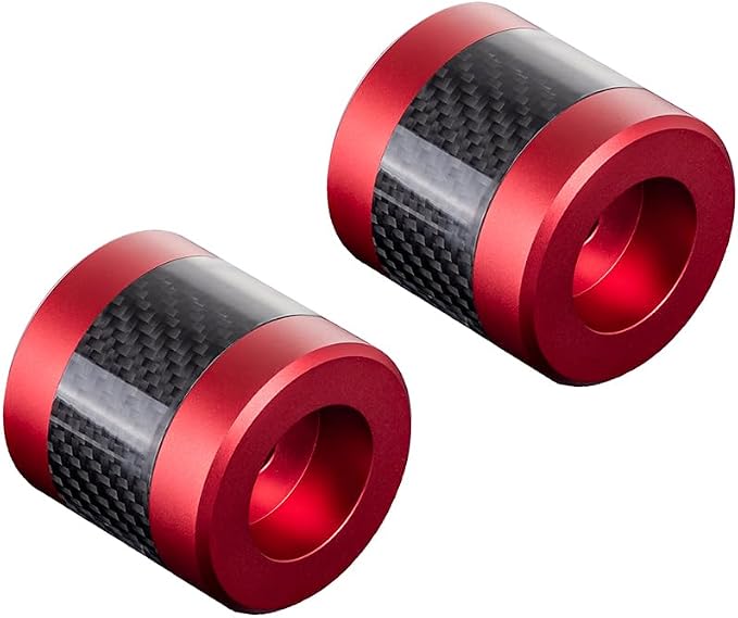 Advanblack ProTek Machined 1.25" Crash Bar Sliders Decorative Wheel Rotatable End For Front Engine Guard Harley Saddlebag Guards (Red CNC w/Carbon Inlay)