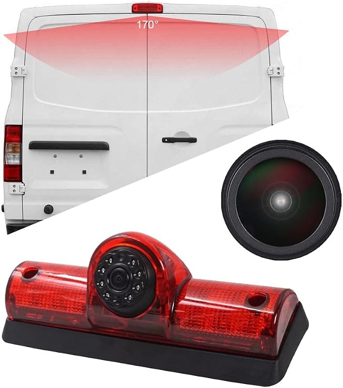 HD 1280 * 720 Pixel 1000 LinesThird Brake Light Backup Camera Top Roof Lamp LED Reverse Parking Camera Replacement for Nissan NV 1500/2500/3500 S SV SL Cargo Vans Transporter 2011-2021