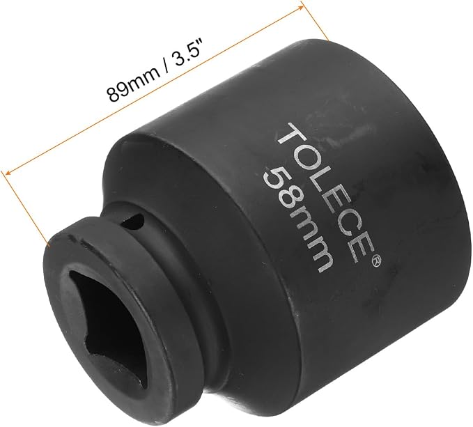 uxcell 1" Drive 58mm 12-Point Impact Socket, CR-MO Steel 80mm Length, Standard Metric Sizes