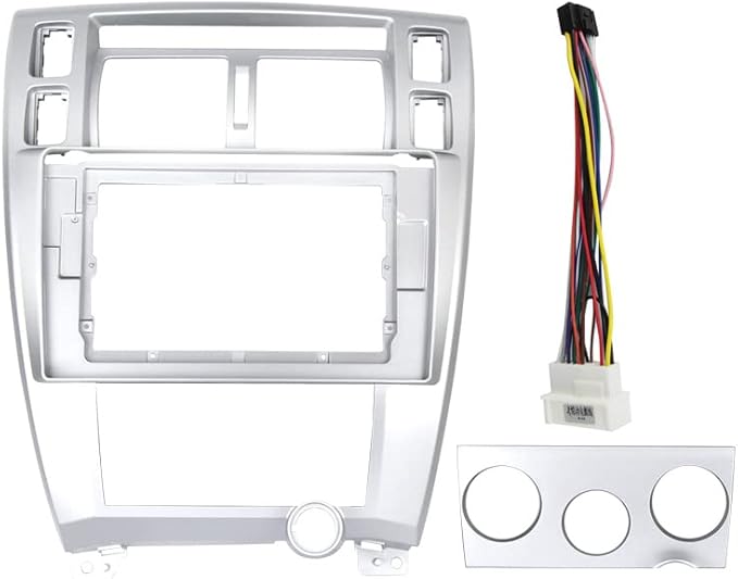 10.1'' Car Radio Stereo Dash Frame Fascia Bezel Panel w/Power Harness Cable Compatible for Hyundai Tucson 2004 05 06 07 08 09 Install Mount Kit