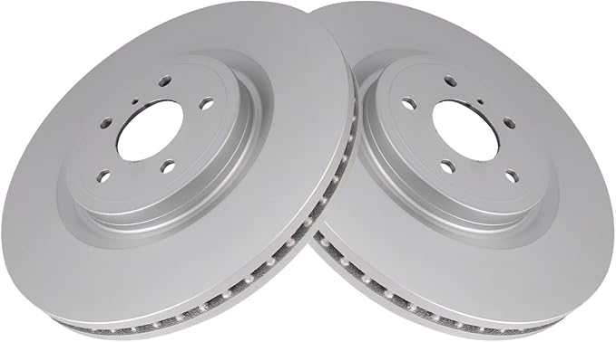 TRQ Front Brake Rotor Set G Coated Vented Compatible with 2008-2013 Infiniti G37 2009-2013 FX50 2011-2013 M37 M56 2014-2021 Q50 Q60 2014-2019 Q70 2015-2019 Q70L 2014 QX70 2009-2023 Nissan 370Z Z
