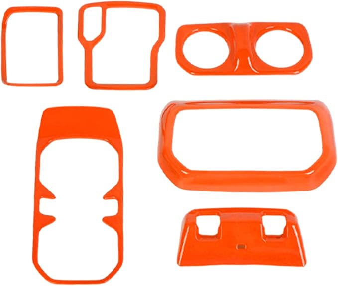 6PCS Interior Trim Kit Fit for 2018-2024 Jeep Wrangler JL JLU & Jeep Gladiator JT,Center Console Rear Outlet Window Switch 4W Drive Gear Shift Cup Holder Trim Cover(Orange)