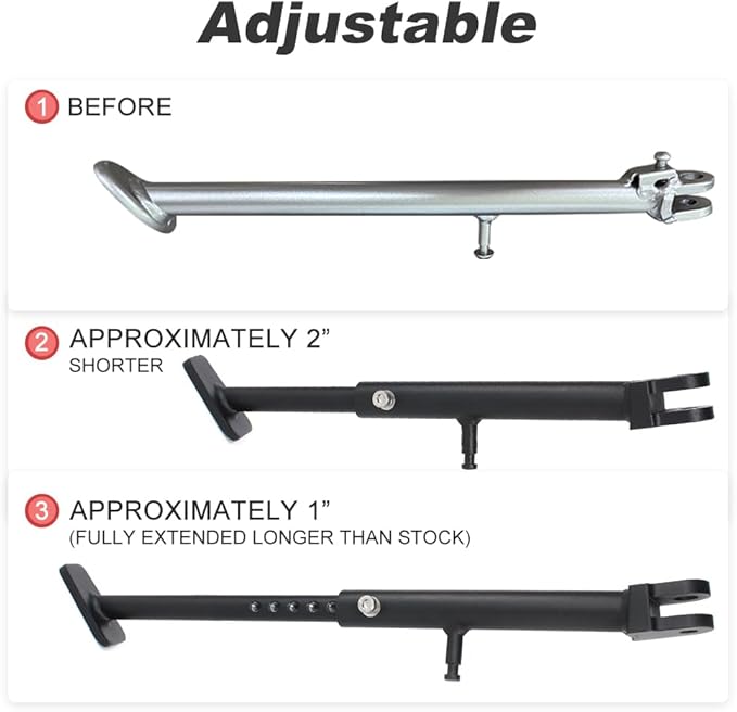 Xitomer 0-3 inch Adjustable Kickstand Fit for KLX300 2021-2023 / KLX250S 2009-2014 / KLX250 2020 2019 2018-2020, Motorcycle Adjustable Side Stand