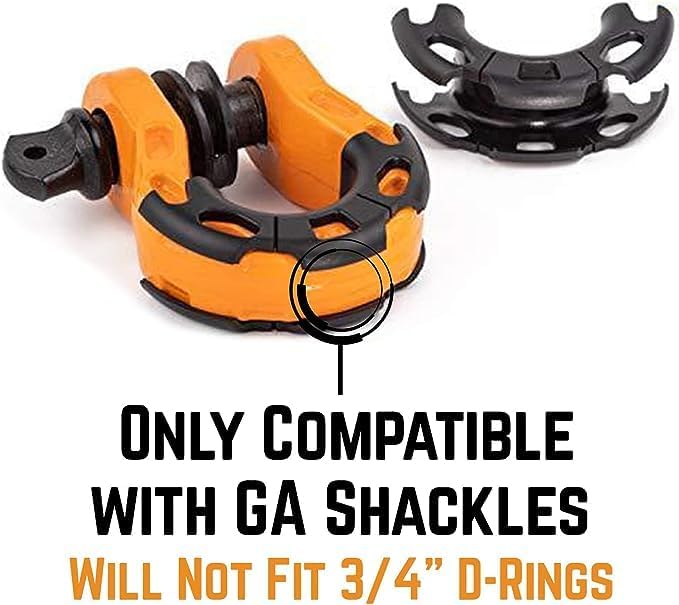 Mega Shackles Isolators–Only for GA Mega Shackles (2PK) + 1 Tree Saver Strap 3" x 8' – Certified 35053 lbs (17.5 US Tons) + 1 Tow Straps Heavy Duty with Loops 4" x 30'–46076 lbs (20 US Tons) Strength
