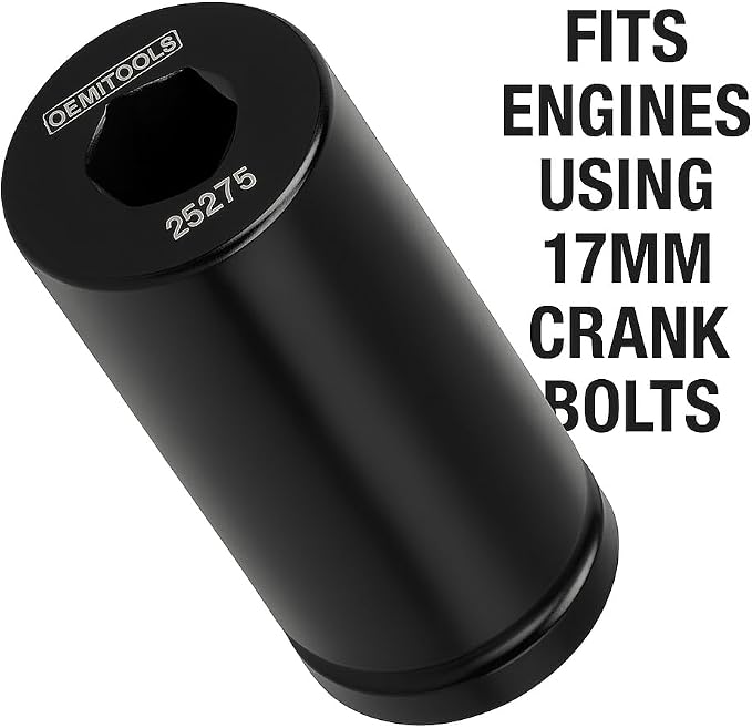 OEMTOOLS 25275 17mm Crank Bolt Socket, Heavy Duty Harmonic Balancer Socket For Stubborn Bolts, 17mm Impact Socket 1/2 Drive Crank Bolt Removal Tool