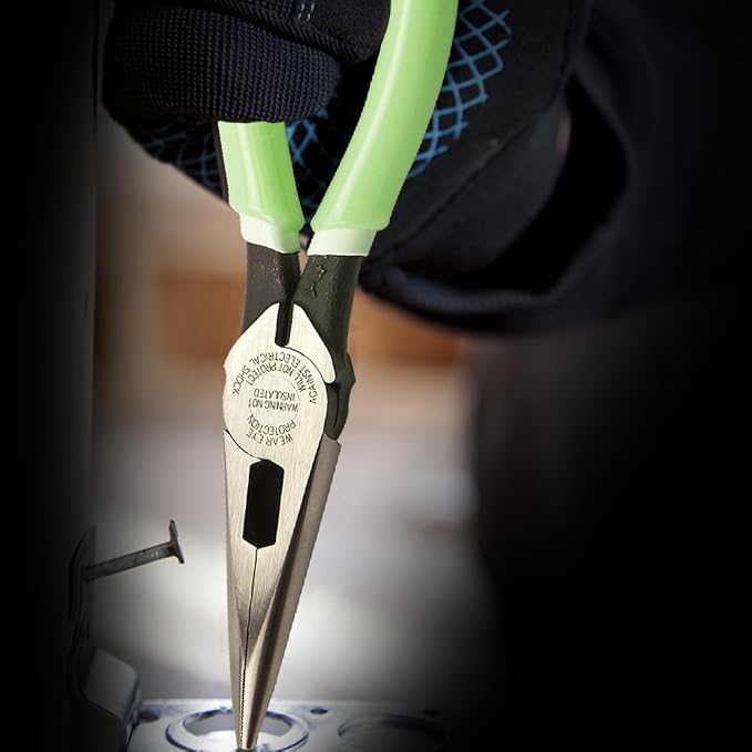 Klein Tools 8-Inch Glow-in-the-Dark Long Nose and Diagonal Cutting Pliers Bundle