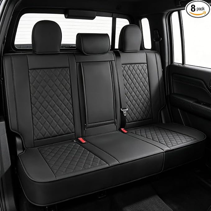 JAOGAUS Car Seat Covers Fit for Ford F150 2015-2025 2026 Super Crew XL XLT | Pickup Custom Fit Rear Seat Nappa Leather 60/40 Spilt Seat Covers, Waterproof Airbag Compatible Black Trucks Replacement
