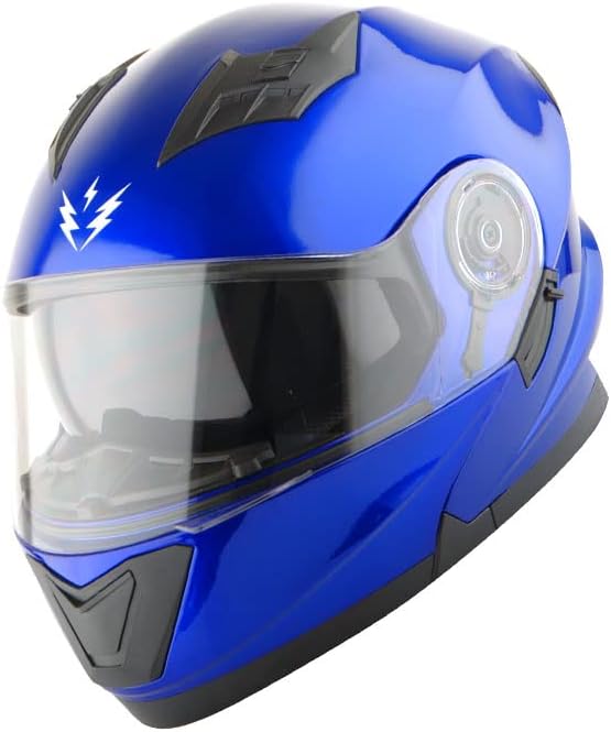 1Storm New Motorcycle Bike Modular Full Face Helmet Dual Visor Sun Shield: Glossy Blue