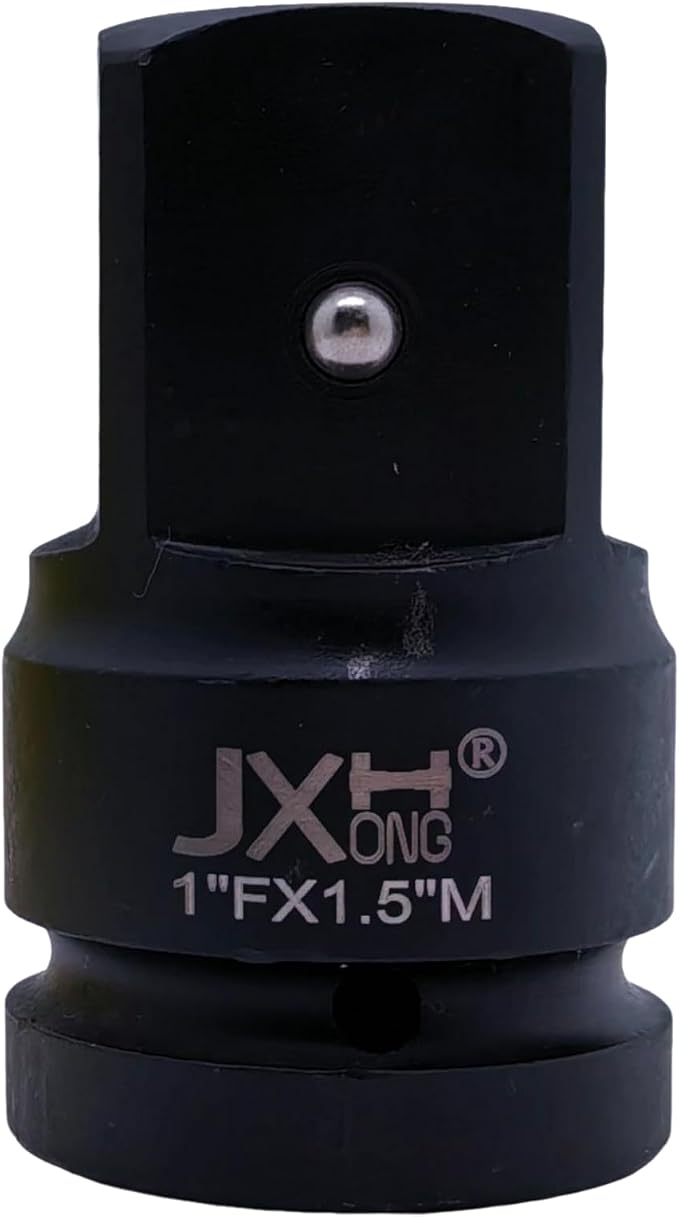 1-1/2" Drive Impact Socket Adapter, Heat Treated Cr-Mo Steel – Heavy Duty for Hydraulic Impact Wrench (Adapter 1" F to 1-1/2" M)