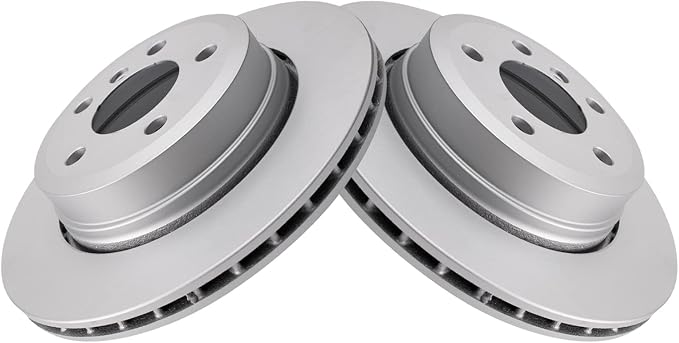 TRQ Rear Brake Rotor Set G Coated Vented Compatible with 2004-2010 BMW X3