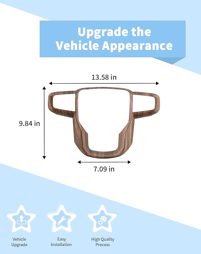 Voodonala Wood Grain Steering Wheel Panel Trim Cover fit for GMC-Sierra 1500 2019-2025 & GMC-Sierra 2500HD/3500HD 2020-2024, for GMC-Yukon 2021-2024