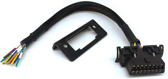 JUTA OBD2 J1962 Female to Open Pigtail Cable Bracket 16PIN OBDII Port Replacement Cable - [1ft/30cm - 5 Pcs]