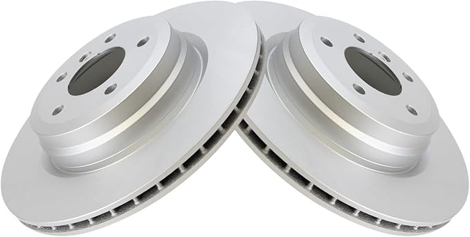 TRQ Rear Brake Rotor Set G Coated Vented Compatible with 2006 BMW 330i 330xi 2007-2013 335i 335xi 335i xDrive 2009-2011 335d 2011-2013 335is 2012-2015 X1