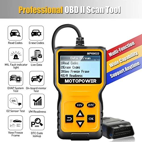 MOTOPOWER MP69033 Car OBD2 Code Reader Scanner with MP00205A 12V 800mA Battery Charger Maintainer