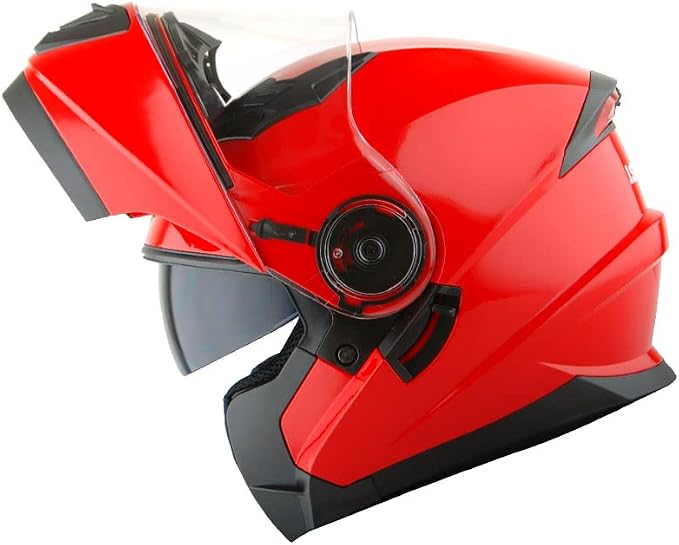1Storm New Motorcycle Bike Modular Full Face Helmet Dual Visor Sun Shield: Glossy Red