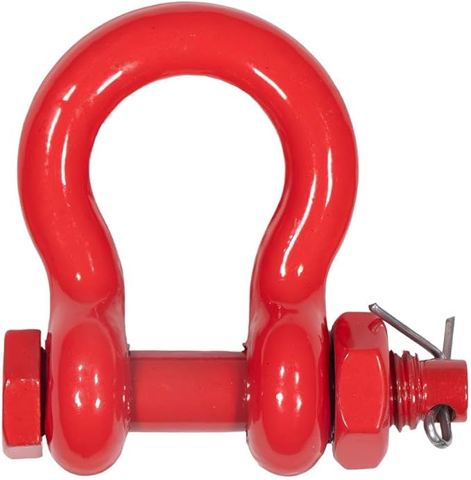 Mytee Products 3/8" Anchor Shackle Forged Carbon Steel w/Safety Screw Pin Load Limit 2,000 lbs, Double Rust Protection Heavy Duty D Ring Bolt Type Shackle for Towing, Rigging & Vehicle Recovery