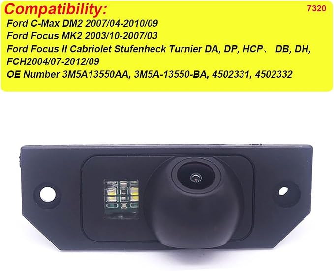 1000TV Lines Starlight Super Pro HD Lens Reversing Camera Improved Parking Aid for Ford C-Max DM2 2007-2010 Focus MK2 2003-2007 Focus II Cabriolet Notchback Tournament DA,DP,HCP,DB,DH,FCH