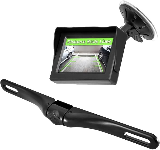 Pyle Wireless Backup Car Camera Rearview Monitor System - Parking & Reverse Safety Distance Scale Lines, Waterproof & Fog Resistant Cam, 4.3" LCD Screen Video Color Display for Vehicles-(PLCM4350WIR)