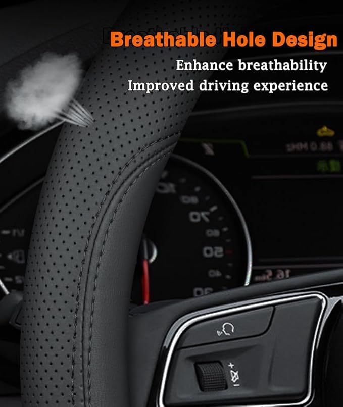 Steering Wheel Cover for Acura RDX MDX Integra TL TLX TSX ILX NSX ZDX RL RSX RLX Type s A-spec Advance SH-WAD Car Interior Accessories, 2026 Black Leather 14.5-15 inch