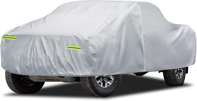 Truck Cover Waterproof All Weather, 6 Layers Pickup Cover Fit for Toyota Tacoma, Ford Ranger, Chevrolet Colorado, Nissan Frontier (T1 Fit Truck Length Up to 220 inch)