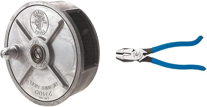 Klein Tools Tie Wire Reel and Heavy-Duty Ironworker's Pliers Bundle