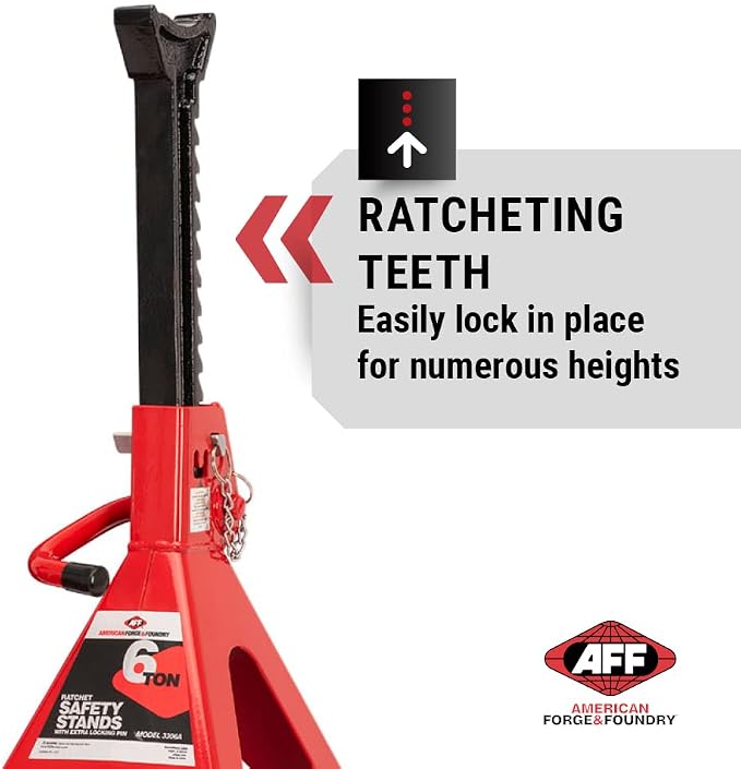 AFF 6 Ton Jack Stand Set - Heavy Duty Ratchet Style Jack Stands - Pair