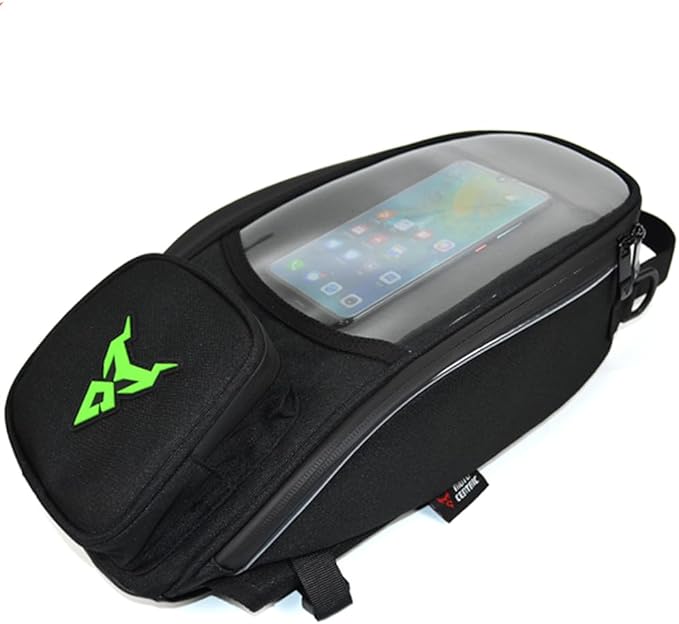 Waterproof Motorcycle Fuel Tank Bag,Strong Magnetic Bag,Moto Cycling Shoulder Single Pack for Outdoor Sports Riding Travel Handbag (Green)